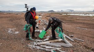 Beach cleanup in Svalbard. Photo: Chase Teron, Natural World Safaris.